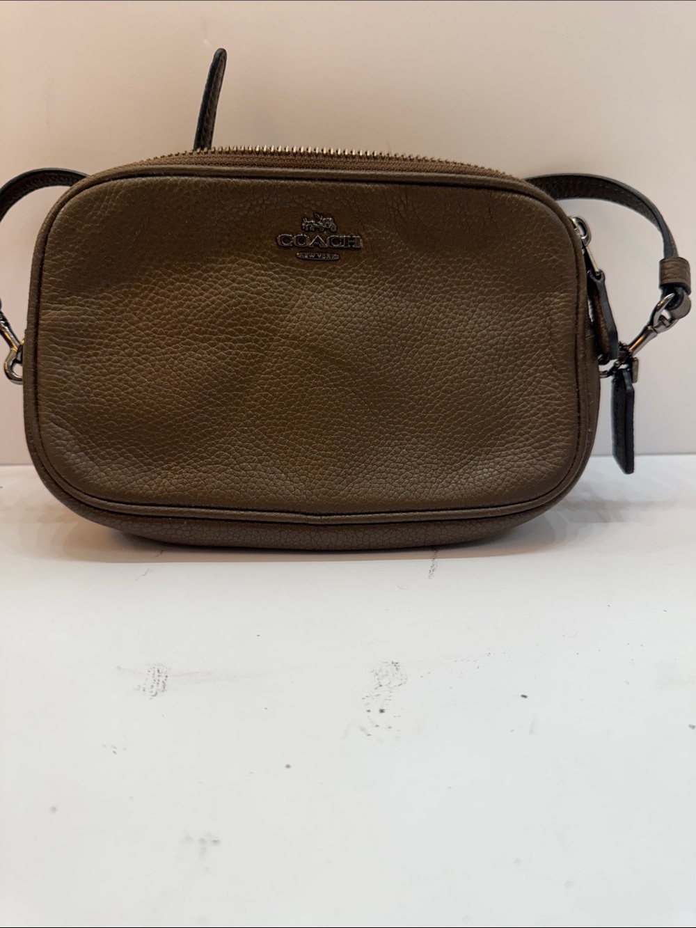 Coach Pebbled Leather Camera Bag - brown